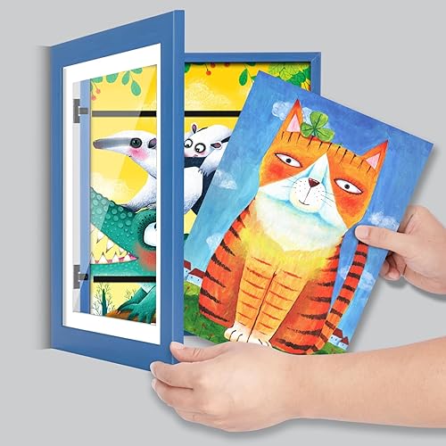 Miniatura 158 de [Paquete de 2] Marcos de arte para niños, marcos de arte para niños, de 8.5 x 11 pulgadas, con apertura frontal, intercambiables, marco de Crema