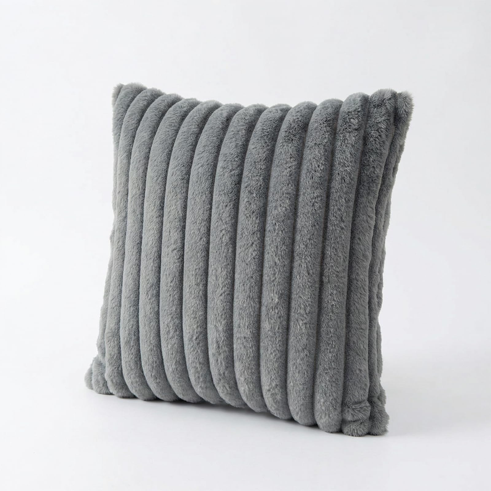 Tivleed 45x45cm Fluffy Faux Fur Cushion Cover - Double Sided Soft Pillow Case with Hidden Zipper, Hypoallergenic Decorative Sofa/Bed Pillow Cover for Living Room Home Decor (Grey)