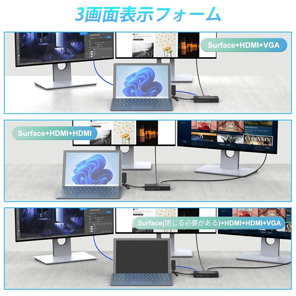 Amazon.co.jp: Microsoft Surface Dockingトリプルディスプレイ