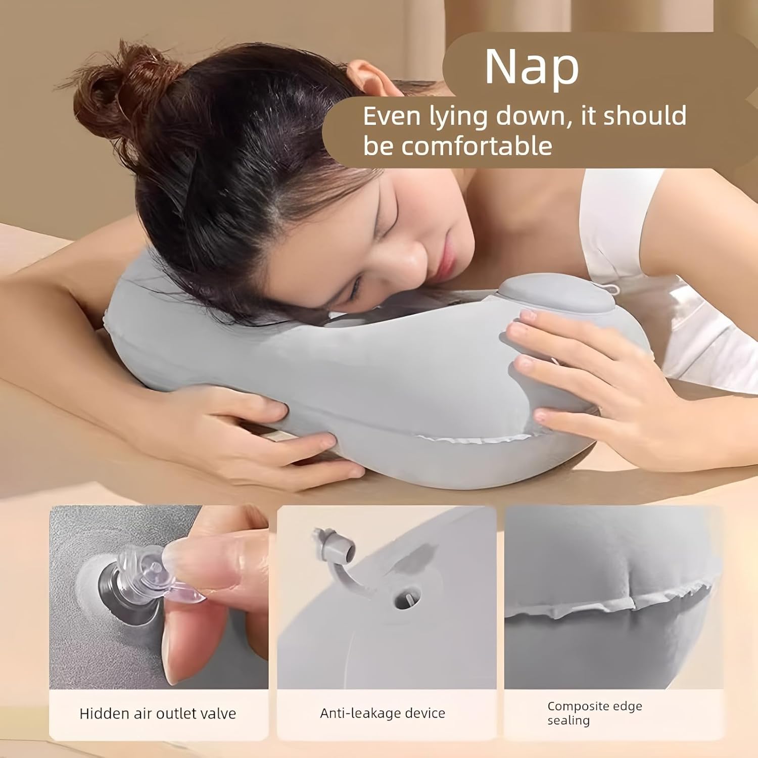Inflatable Portable Travel U-Shaped Pillow - Protects Your Neck While Traveling by Car or Airplane - Image 6