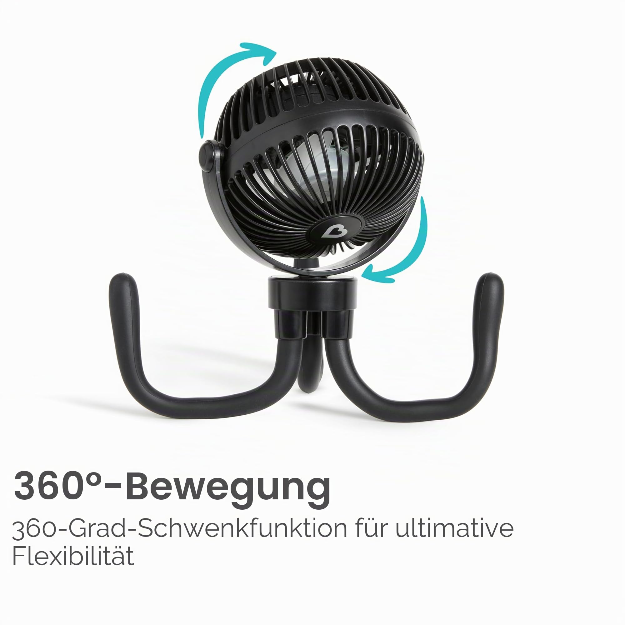 Munchkin Kinderwagenventilator| 360° Mini-Ventilator für Kinderwagen mit LED-Licht & 4 Geschwindigkeiten | Baby Essentials | Schwarz