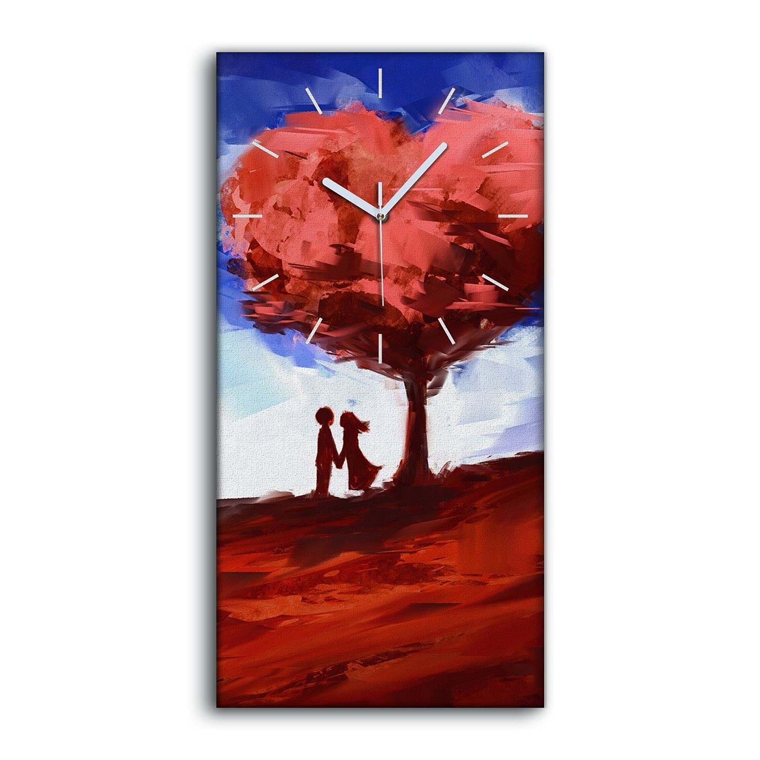 Horloge silencieuse contre les insomnies Toile Arbre Coeur 30x60cm