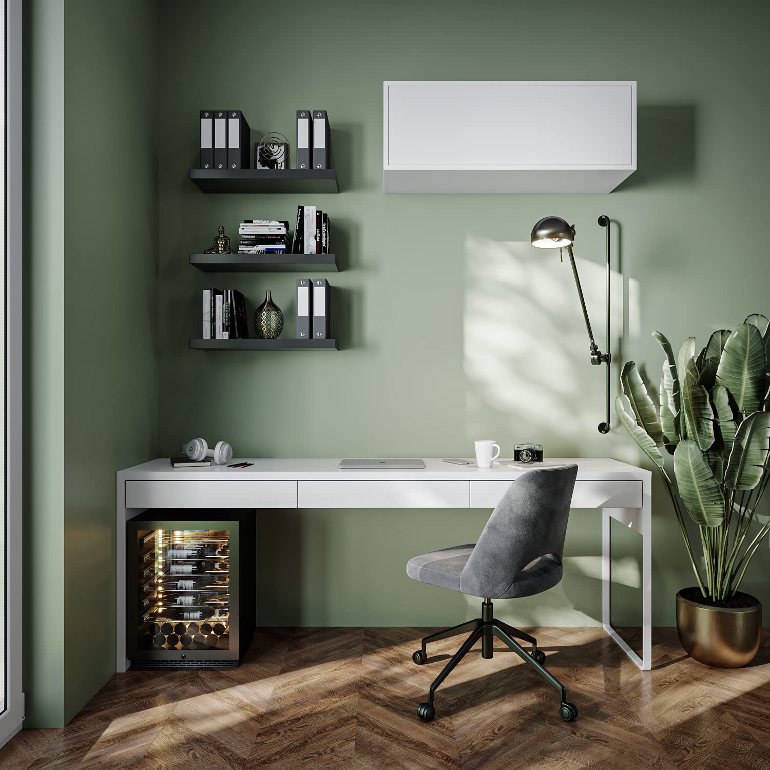PLATAN ROOM Armadietto pensile, 100 x 35 x 35 cm, pensile da cucina pieghevole per bagno, corridoio, soggiorno, bianco