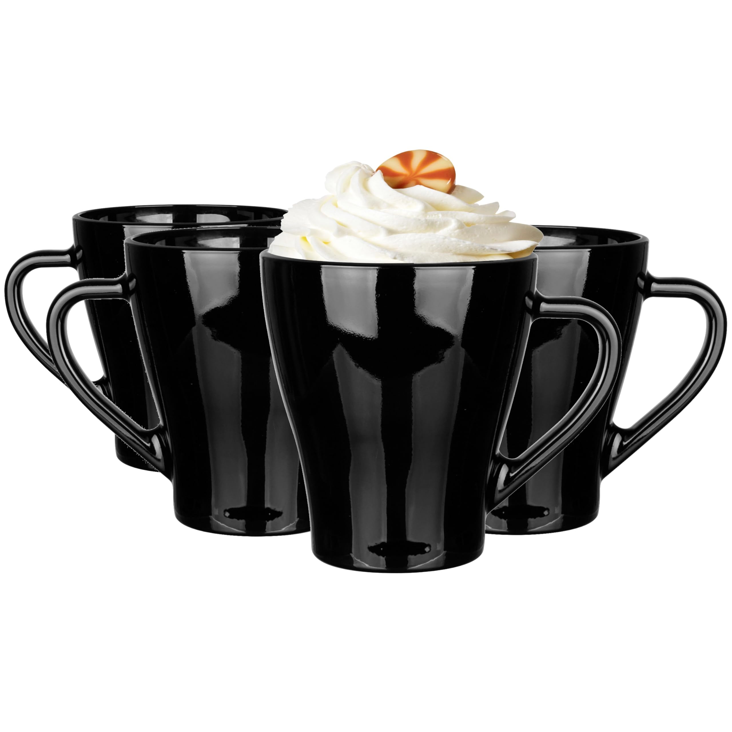 Glasmark KROSNO 1992 Hugo Coffee Glasses Set of 4 Cappuccino Iced Coffee Glasses Mugs Dishwasher Safe Black 4 x 360 ml