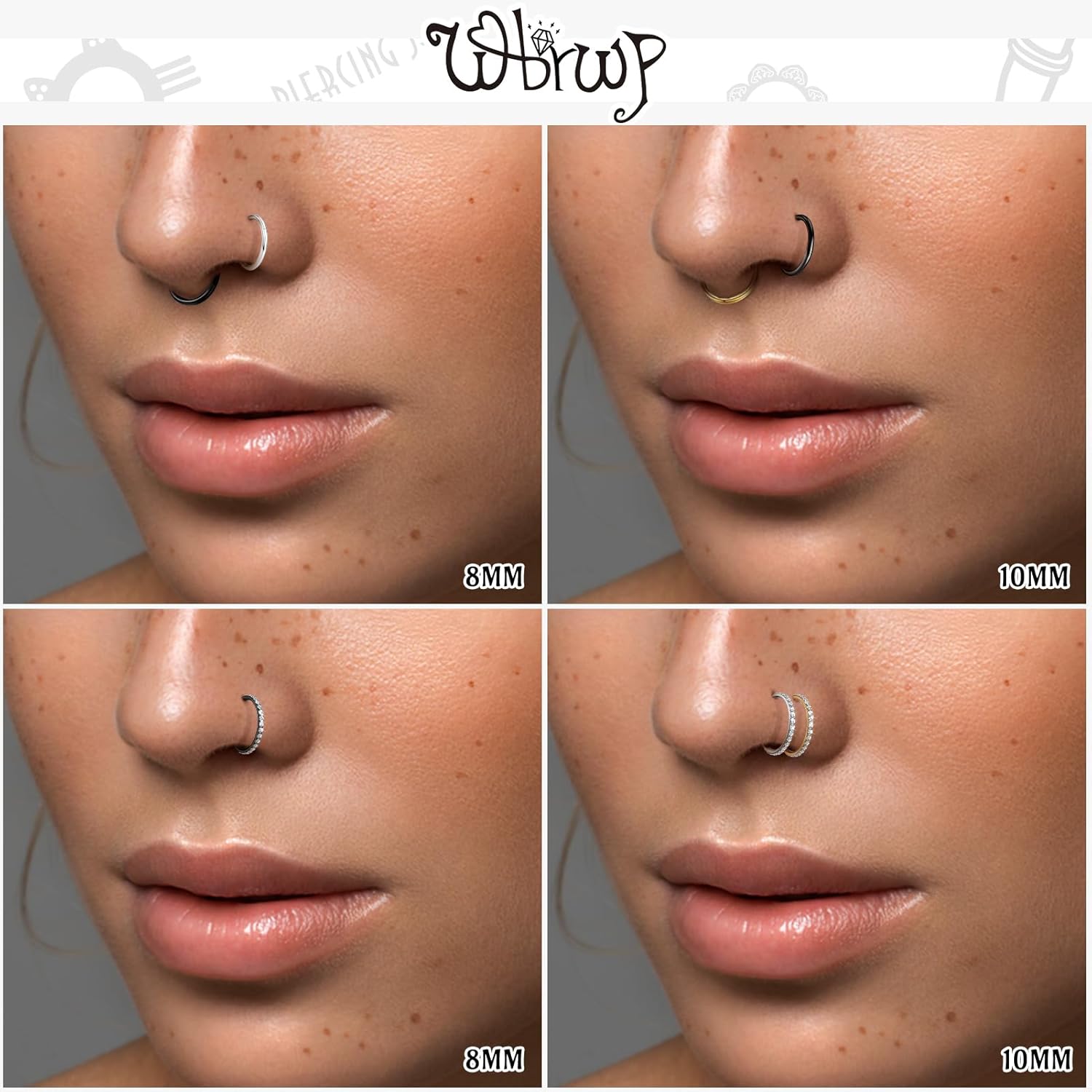 WBRWP G23 Titanium Nose Rings Hoops: 2Pcs Seamless Nose Septum Rings Hypoallergenic Cartilage Earrings Helix Daith Conch Tragus Rook Piercing Jewelry - Image 3