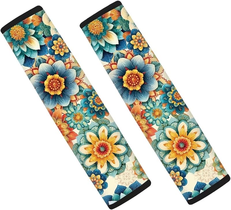 Capas para Cinto de Segurança Qpednta com Estampa Floral Boho – Par