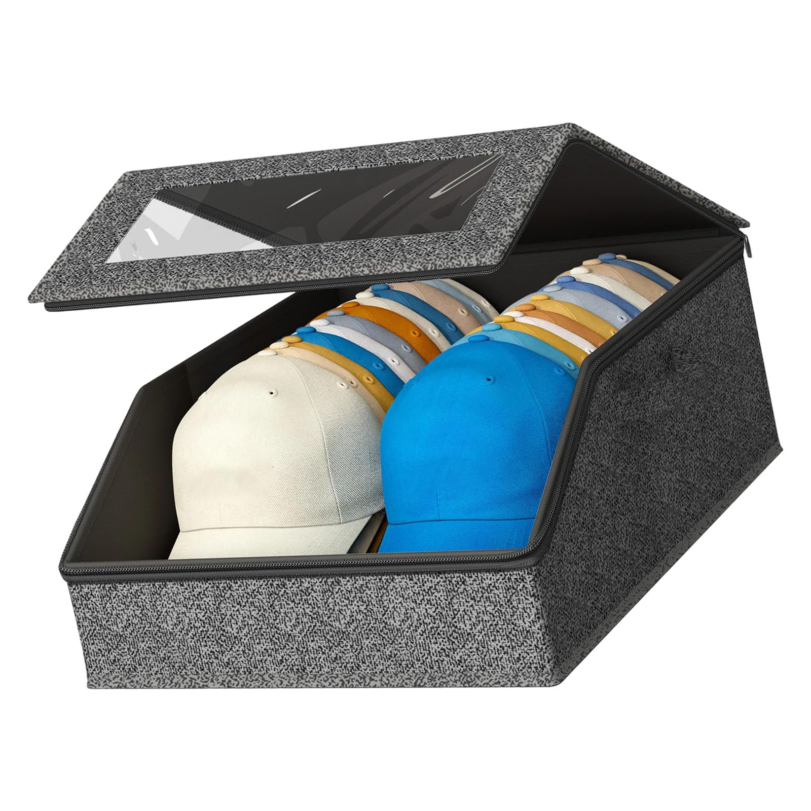Qcbuegof Stackable Hat Storage for Baseball Caps, Space Saving Organizers Box for Closet with Cardboard Holds 24 Hats Stackable Organizers for Baseball Caps