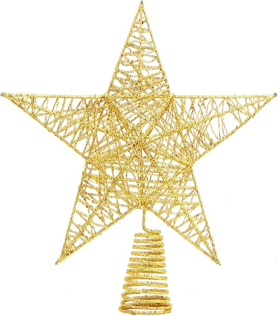 LOKIPA Glittered Christmas Tree Topper Star Treetop for Christmas Tree Home Decor (Gold)