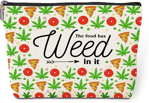 Divertida bolsa de maquillaje de hierbas, accesorios para malas hierbas, decoración de hojas verdes, regalo para amantes de la hierba, humor,