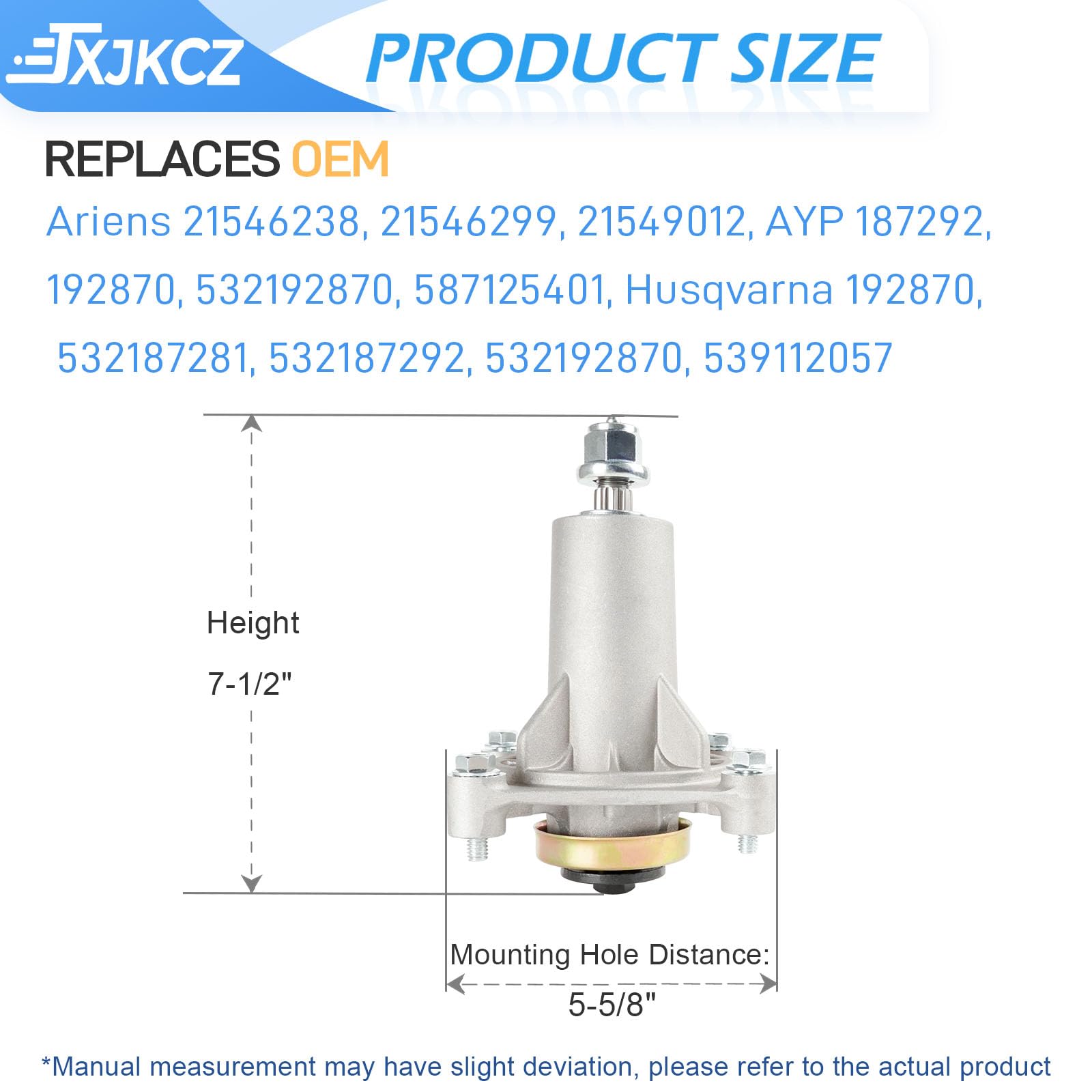 Kit de reconstrucción de cubierta para cubierta de 42 pulgadas, compatible con YTH1842 YTH18542 YTH2242A YTH2242B YTKH1542XPC incluye 3 husillos 187292 192870, 3 cuchillas 127843 215460955. , 1