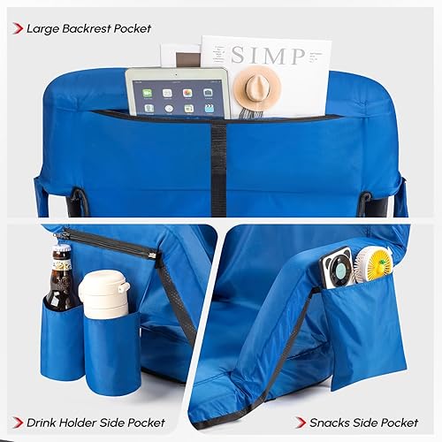 Miniatura 5 de PEXMOR Folding Stadium Seats for Bleachers wBack Support,Bleacher Chair wCushion & Armrest, Portable Padded Stadium Chair wPockets, Carrying Bag