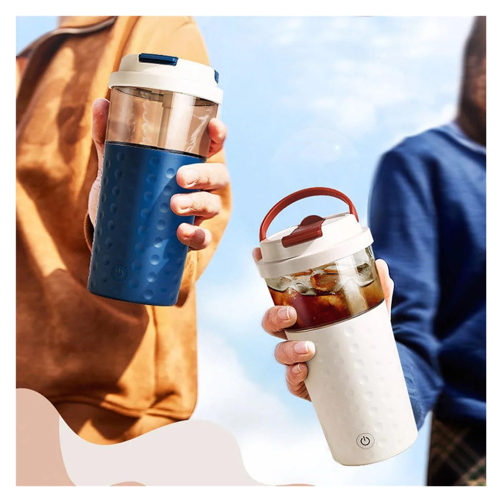 Kaffee-Mixbecher, Tragbare Elektrische Protein-Shaker-Flasche USB Wiederaufladbare Mischbecher For Fitness-Reisen,Selbstrührend(Blue)