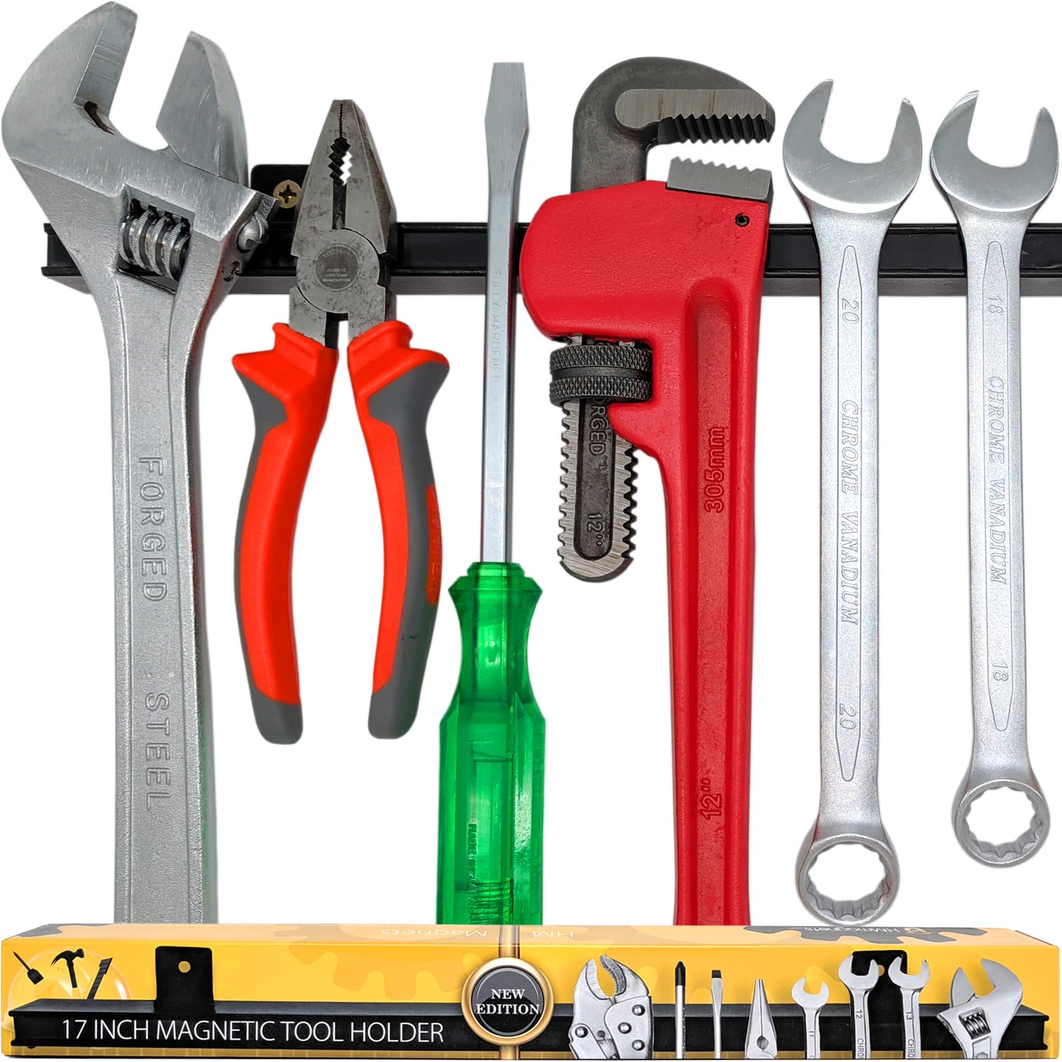 43cm Heavy-Duty Magnetic Tool Holder (Upgraded Version) - Extremely Powerful Magnetic Pull Force to Hold Heavy Tools - Professional Space-Saving Magnetic Tool Bar - Metal Tool Organizer Rack/Strip