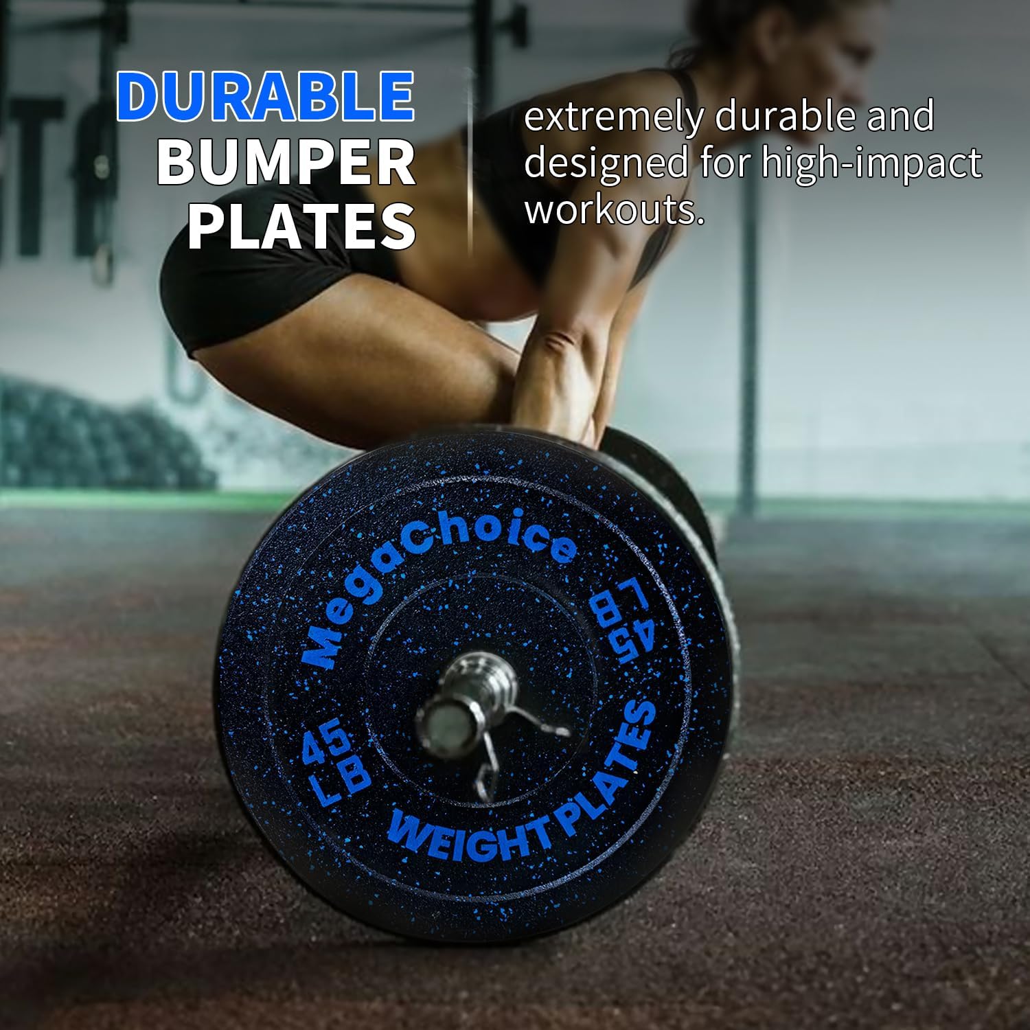 Gummi-Bumper-Plate für Krafttraining – 2 Zoll Gewichtsscheibe mit Stahlkern, farbcodiert für Powerlifting, Fitnessstudio & Home Gym – Passend für olympisch Barbell, 45 lbs (20,4 kg)