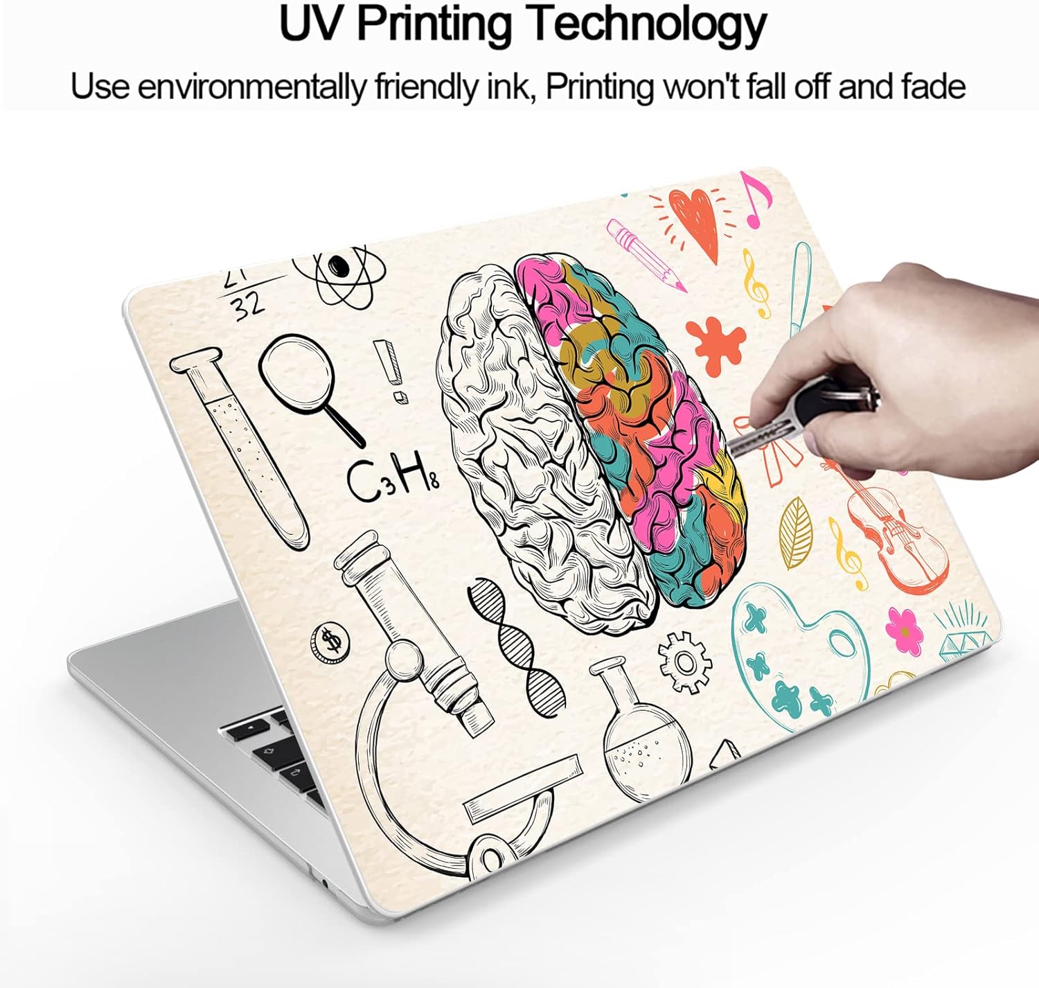 Suitable for MacBook Air 13.6 inch Case 2022 Release Model: A2681 M2 Chip, Printed Pattern Plastic Matte Hard Shell & Laptop Sleeve & Keyboard Cover for Mac Air 13.6, Brain 13