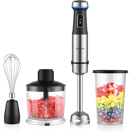 Amazon Yissvic ハンドブレンダー 24階段変速可能 最大1100w 1台5役 離乳食対応 回転スピードが調節可能 マルチスティック ブレンダー ハンディミキサー 刻む つぶす 混ぜる 泡立てる 砕く 日本語英語取扱説明書付き Yissvic ハンドブレンダ