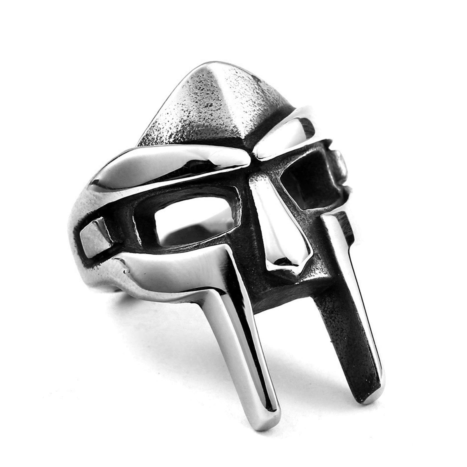 QKFON Knight Cover Shaped Ring, Doom Face Cover Gladiator Style Ring Exorcism Ring for Man