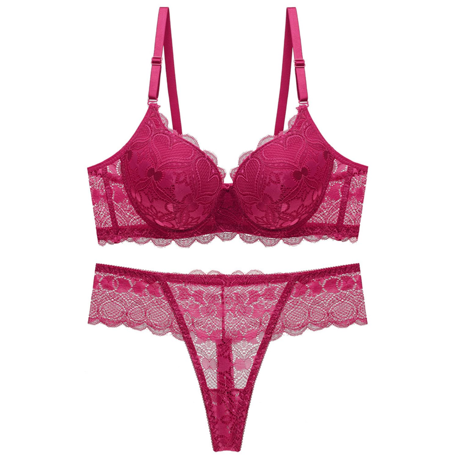 Women's Padded Wired Bra and Panty Set – Comfortable Support Lingerie Set in Magenta-image-37