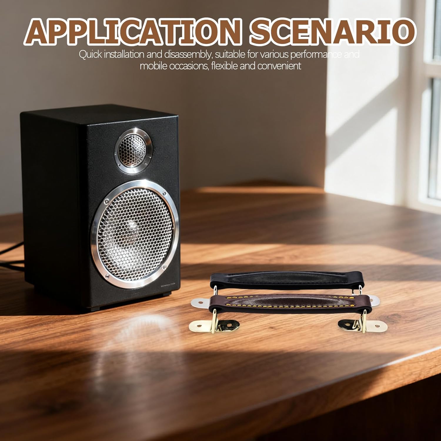 2 Sets Guitar Amplifier Handle Belt with Pu Strap and Slide Metal Buckle, Replacement Speaker Amp Strap Handle for Amplifier Cabinet, Black and Coffee Color, Sturdy Hardware