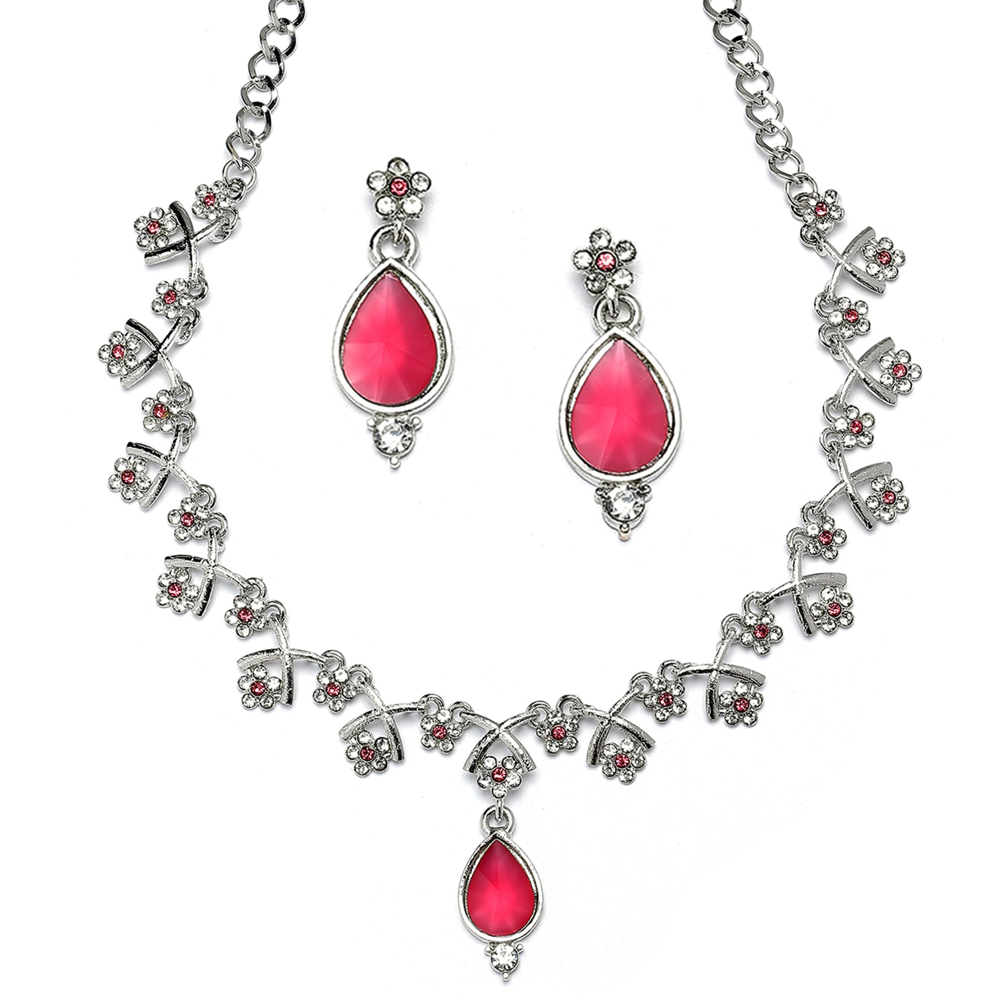 KENNICE Rose Gold-Plated American Diamond Studded Star Shaped Necklace With Earrings Jewellery Set For Girls and Women (B0CVGWHV6S) Amazon Price History, Amazon Price Tracker