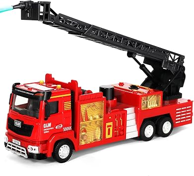 Toddlers fire Truck Toys Kids Play Fire Trucks Medium Size Alloy Inertia Driving Simulation Model Rotating Ladder Sound and Light