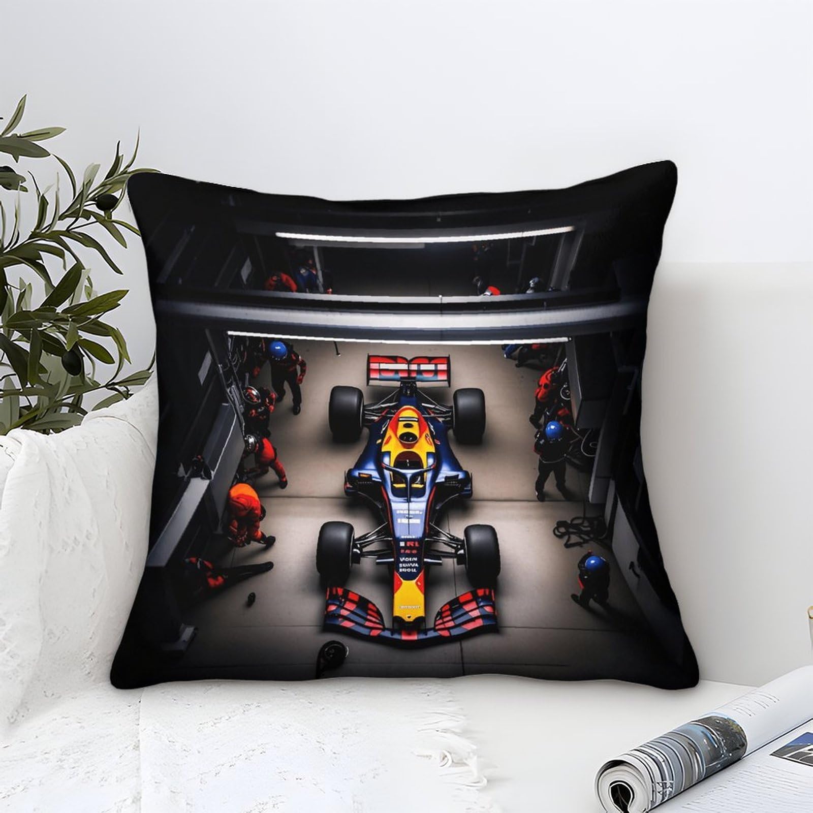 Xiaopangxy Formulaa Racing-9 Formulaa Racing Cushion Cover Decorations Gift, 40X40cm Pillow Cover Pit Stop Ornaments Throw Pillow Case Decor Home Livingroom Couch Sofa