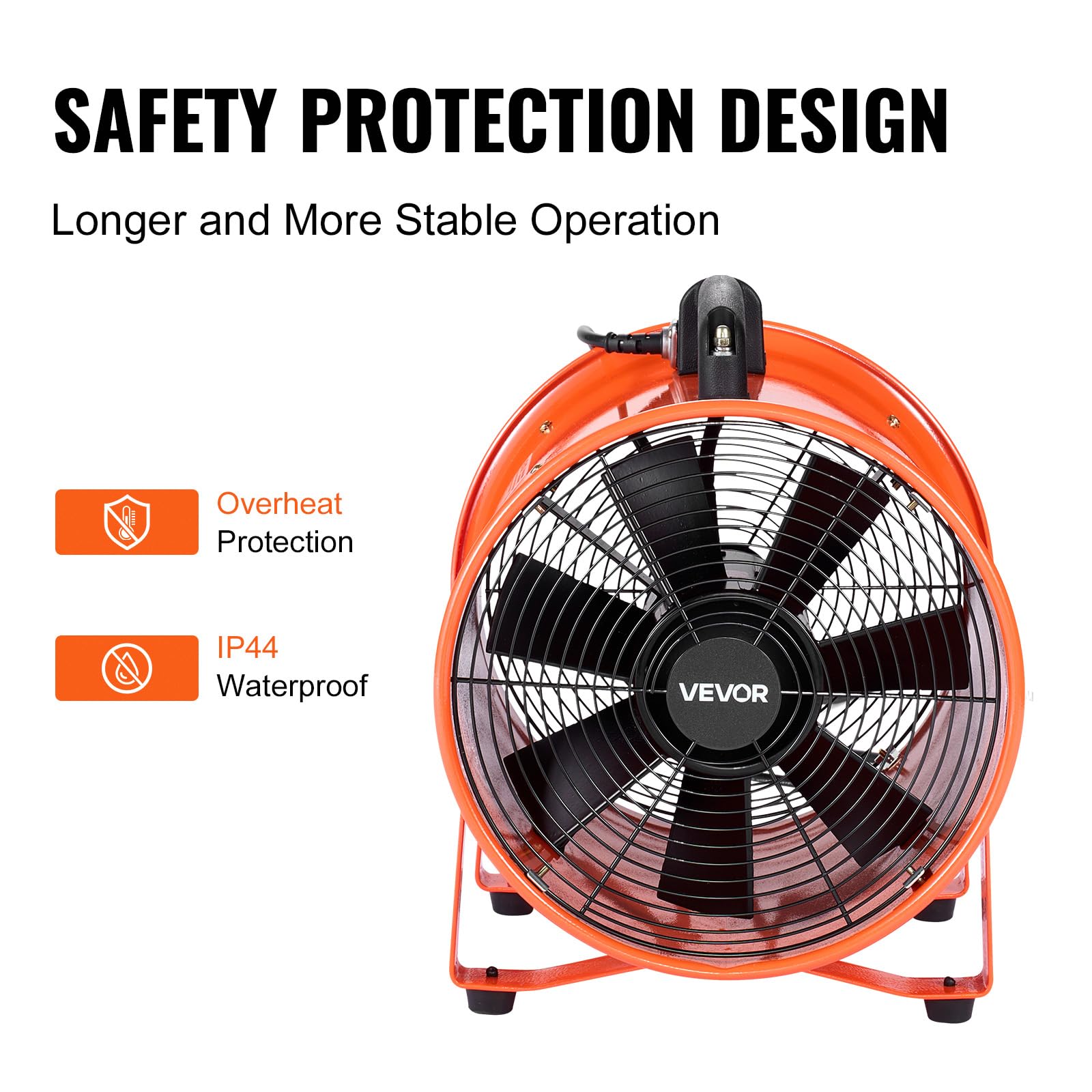 VEVOR Ventilador Extractor Industrial 365 W Extractor de Aire Conducto 304,8 mm Manguera de Extracción 10 m Volumen de Aire de 4373 m3/h Extractor de Aire 2 Engranajes para Extracción de Polvo y Humo