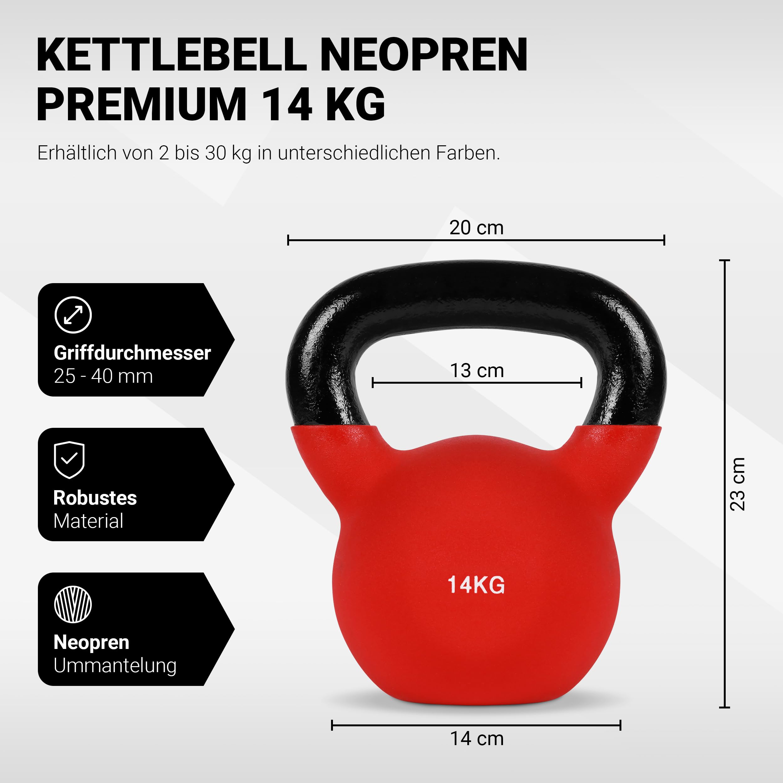 MSPORTS Kettlebell Professional Neopren 2 – 30 kg z plakatem z ćwiczeniami