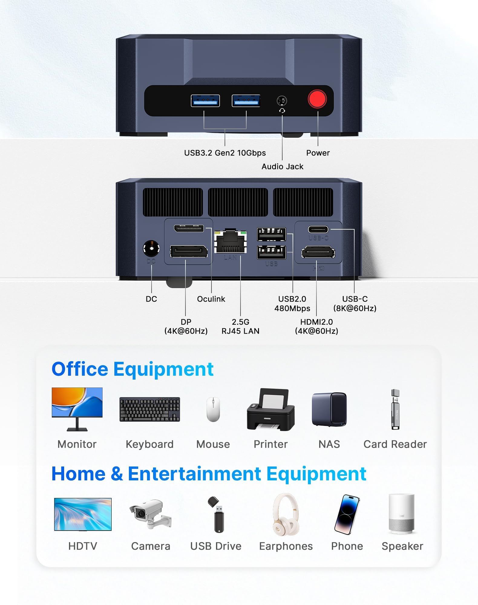 Oculink Mini PC 11 Pro, Ryzen 7 7840HS (Beat 8745HS) Gaming Desktop Computer, Radeon 780M GPU, 32GB DDR5 RAM 1TB PCIe 4.0 SSD, 8K USB 4.0, Triple Display, WiFi 6E, BT5.2, 2.5 GbE LAN