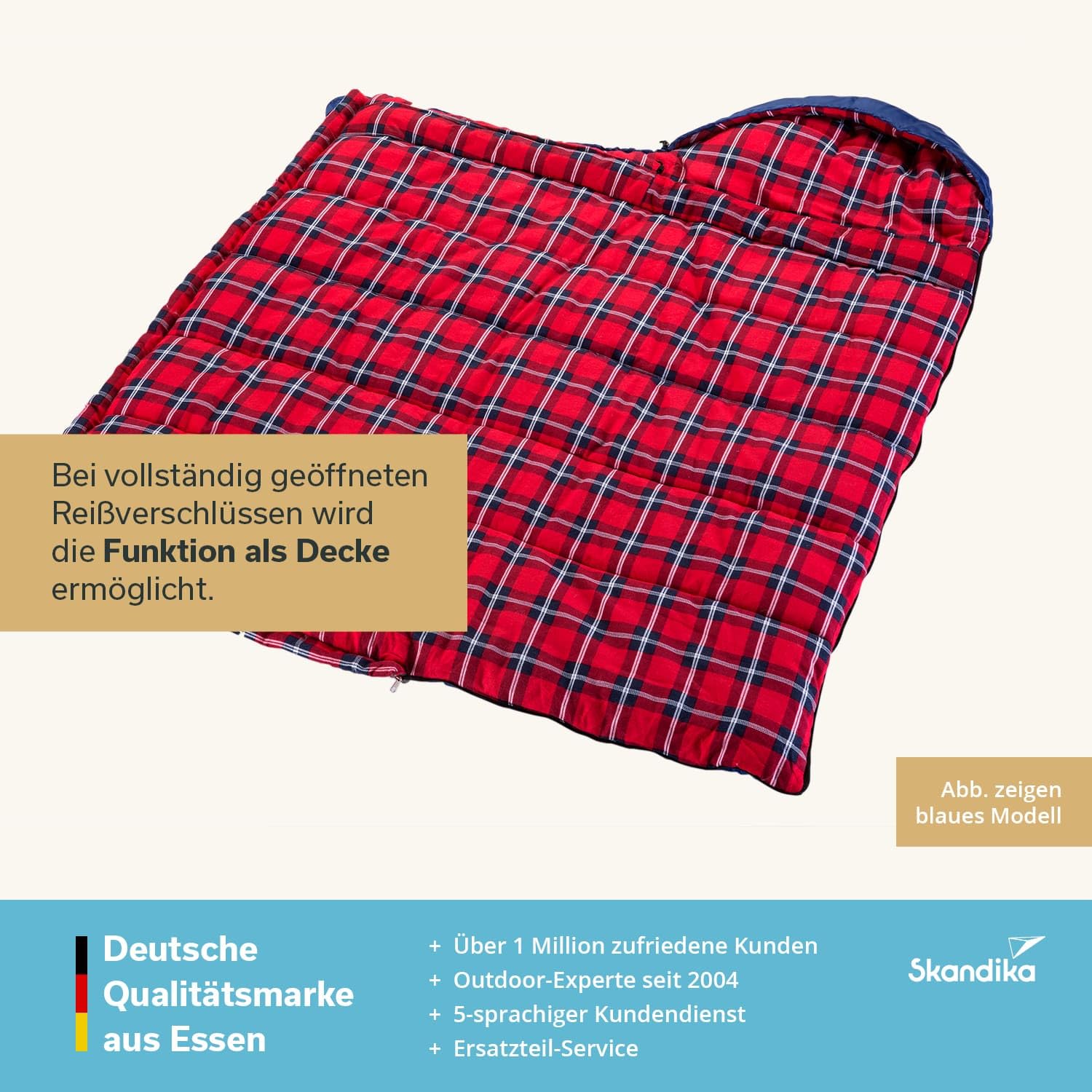 Skandika Dundee Junior śpiwór dla dzieci, flanelowa wyściółka wewnętrzna z bawełny, przytulnie miękka, wodoodporna, zakres komfortu do 10°C, 175 x 70 cm