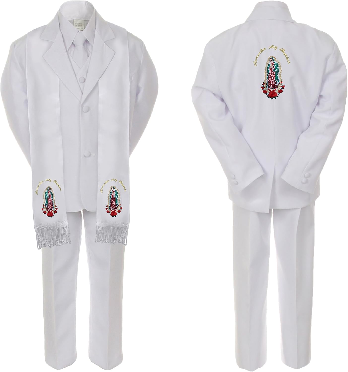 Baby Boy Teen Christening Church Suit Gold Virgin Mary On Stole & Back SM-20