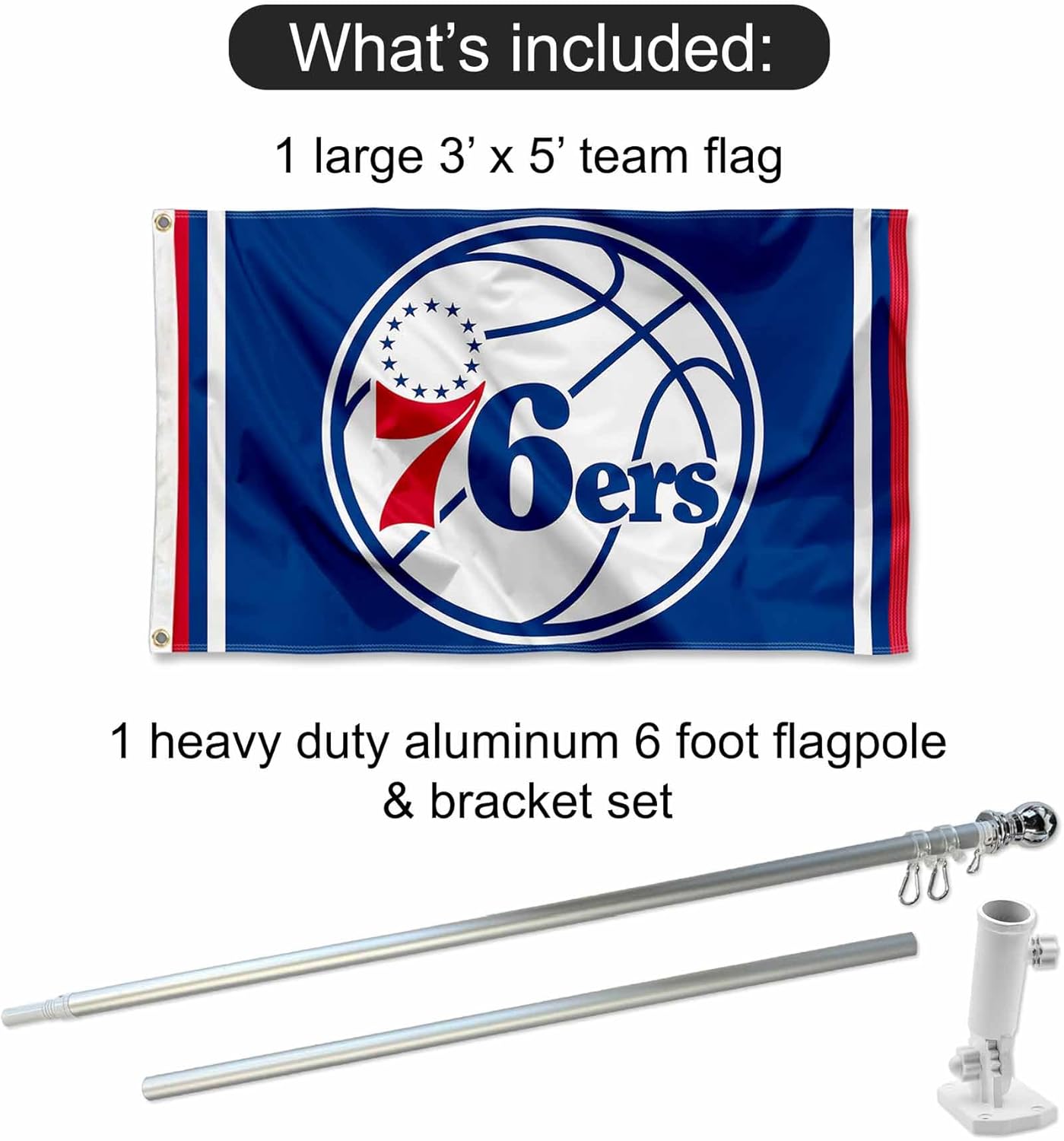Philadelphia 76ers Flag Pole and Bracket Set