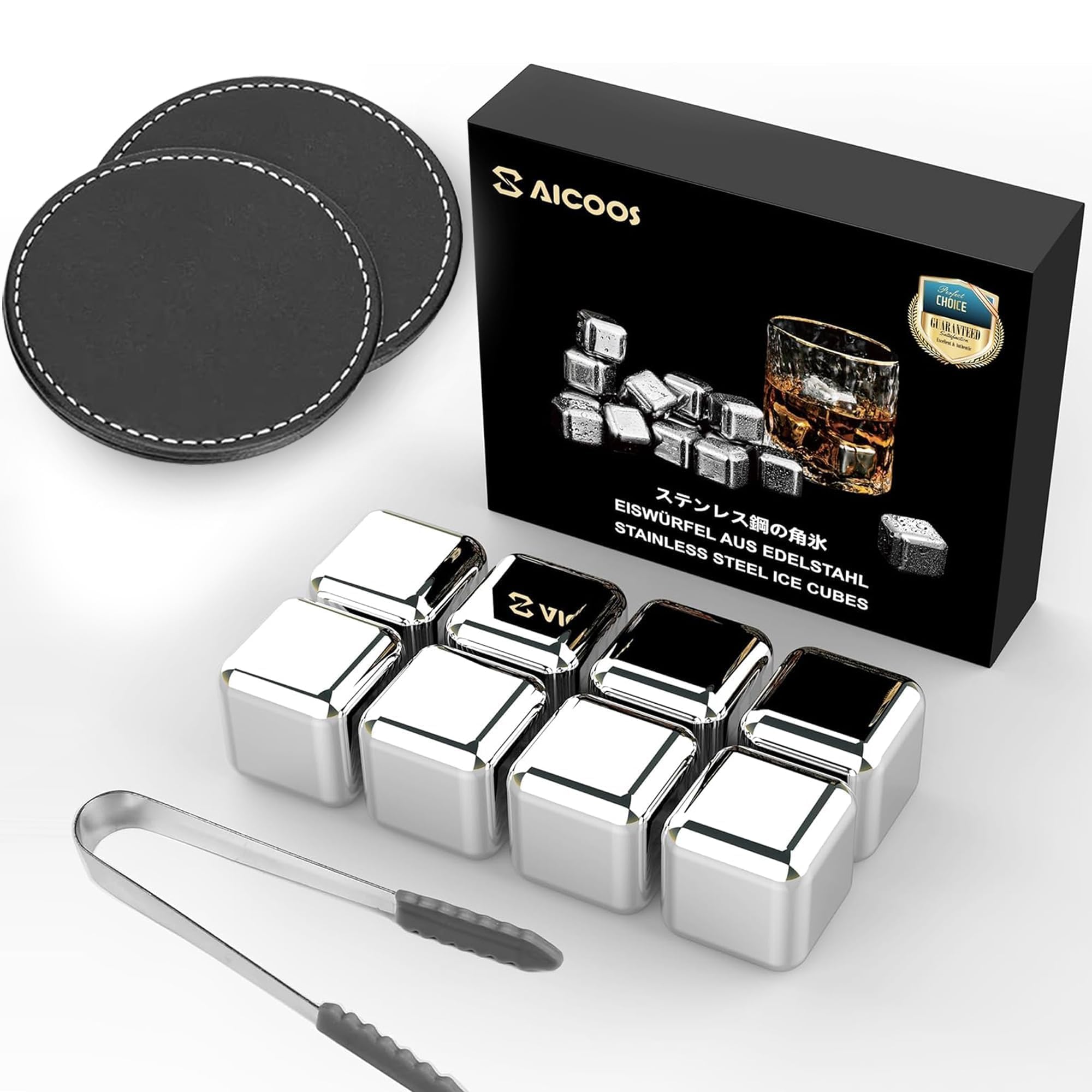 Stainless Steel Metal Ice Cubes Reusable Christmas Gifts - Metal Stones Ice Cube for Drinks, High Cooling Technology, for Beverage, Fathers Day Dad Gifts for Men Husband - 8 Pcs