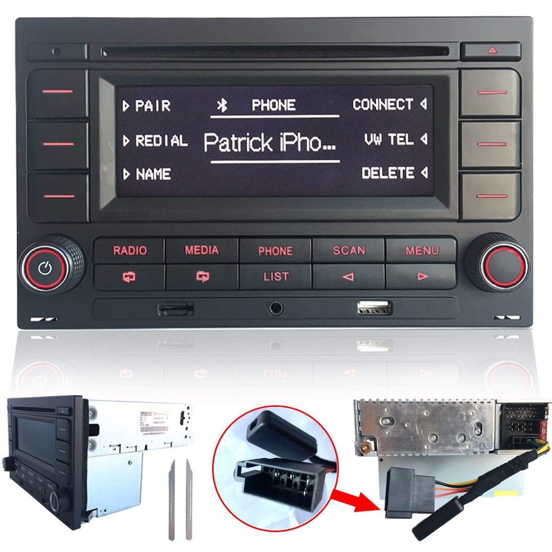 Car Radio Audio Stereo RCN210 for VW Golf MK4 Polo Passat B5 USB MP3 AUX SD Build-in Bluetooth with CD Player + Adapter with Canbus Simulator