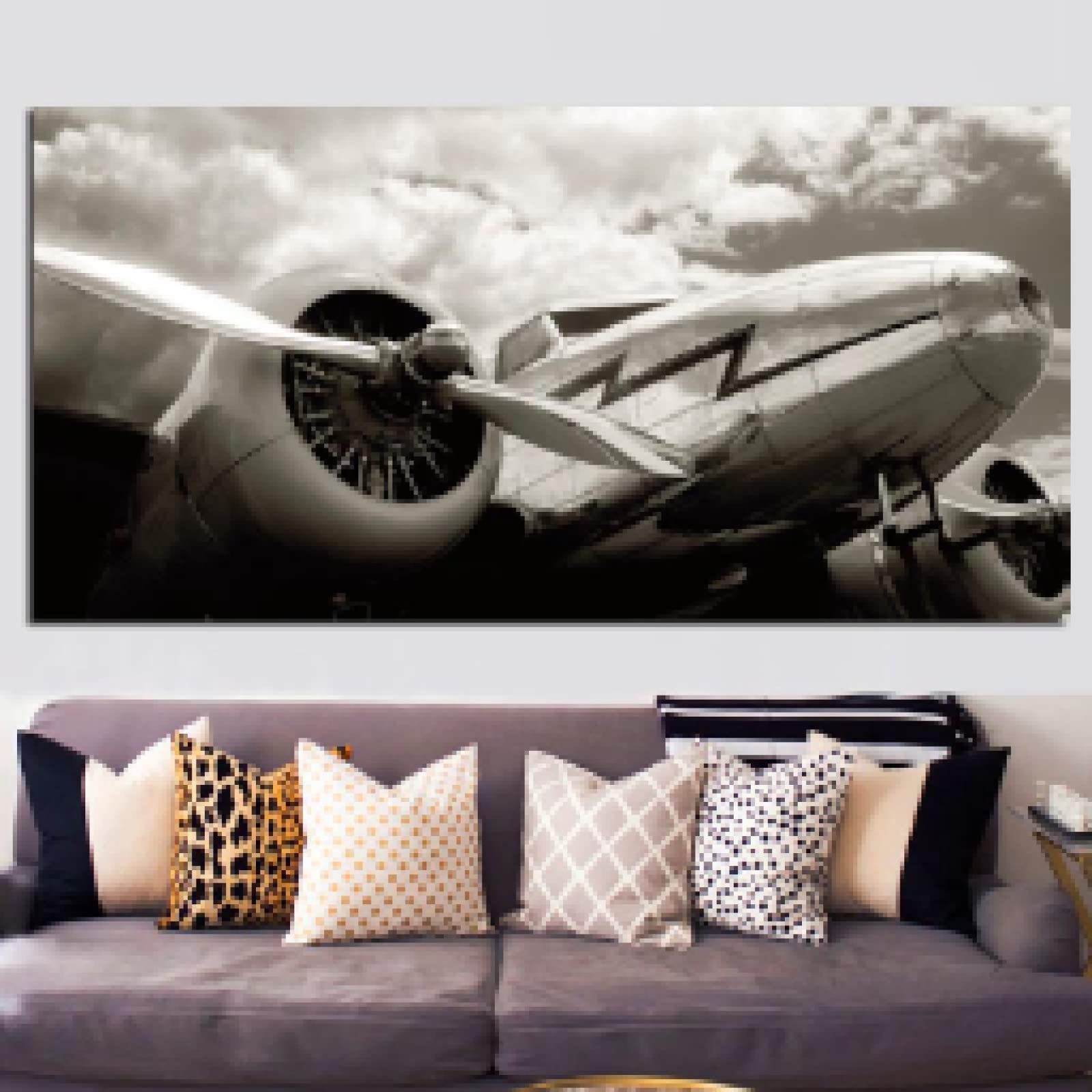 Affiche impression sur toile avion vintage pour sublimer le mur du salon - 6