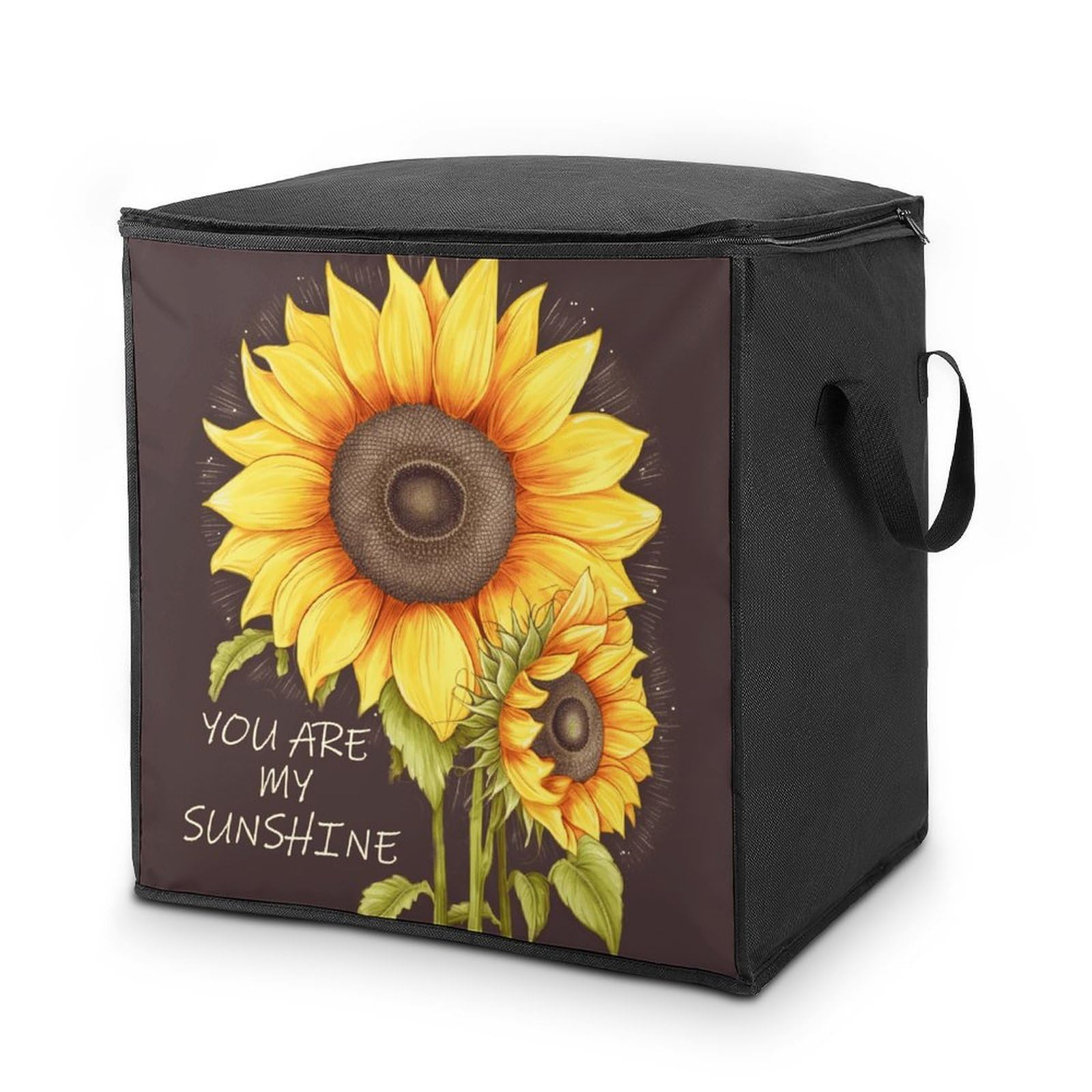 You Are My Sunshine Sunflower Storage Bag with Zippers And Handle Extra Large Bedding Comforter Storage Bag Foldable Blanket Storage Bags Fabric Moving Bags for Closet Organizer (70L)