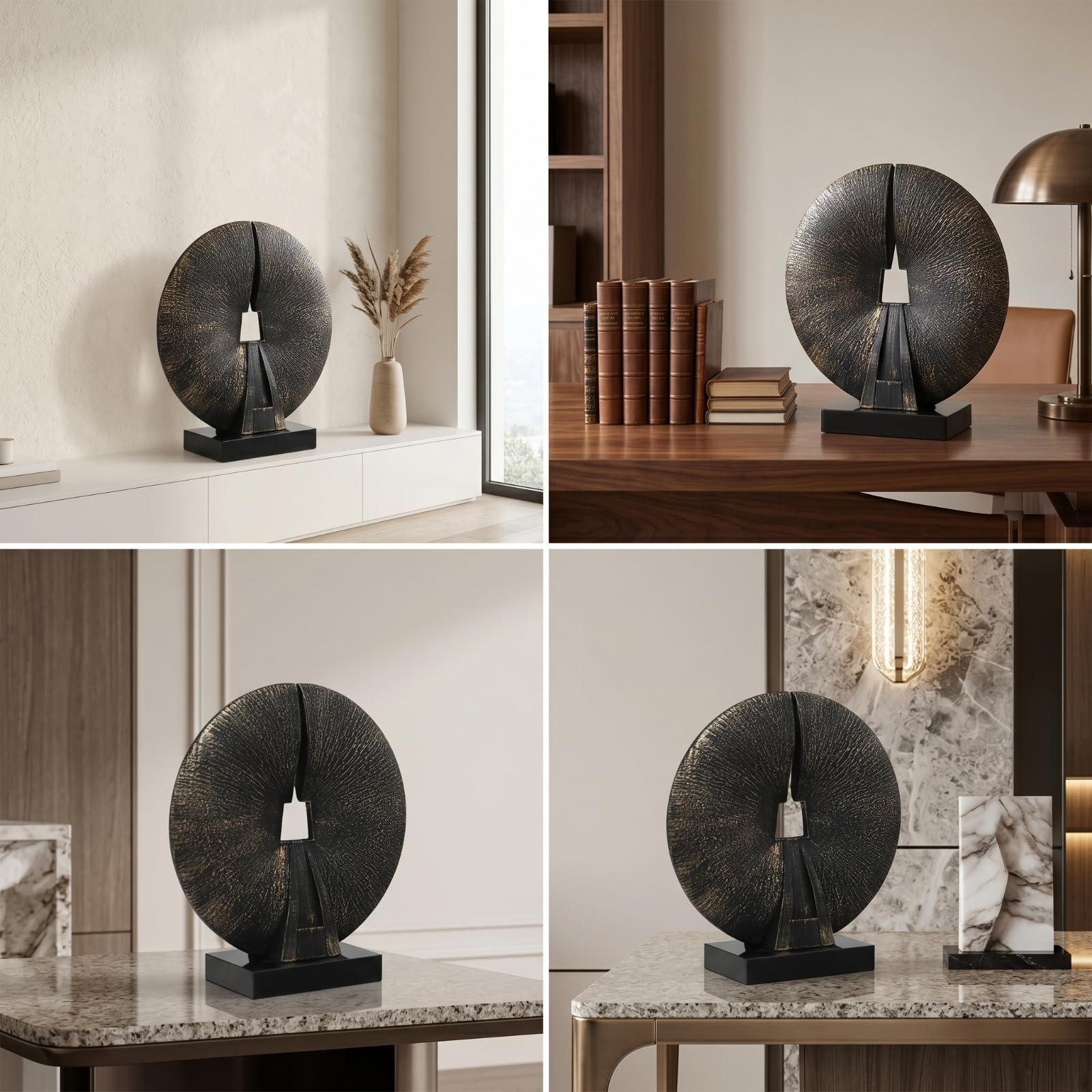 Tischskulptur mit Sockel dekorativ Resin-Skulptur modern Skulptur mit Sockel für Eingangsbereich, Schwarz, 29 10 33CM