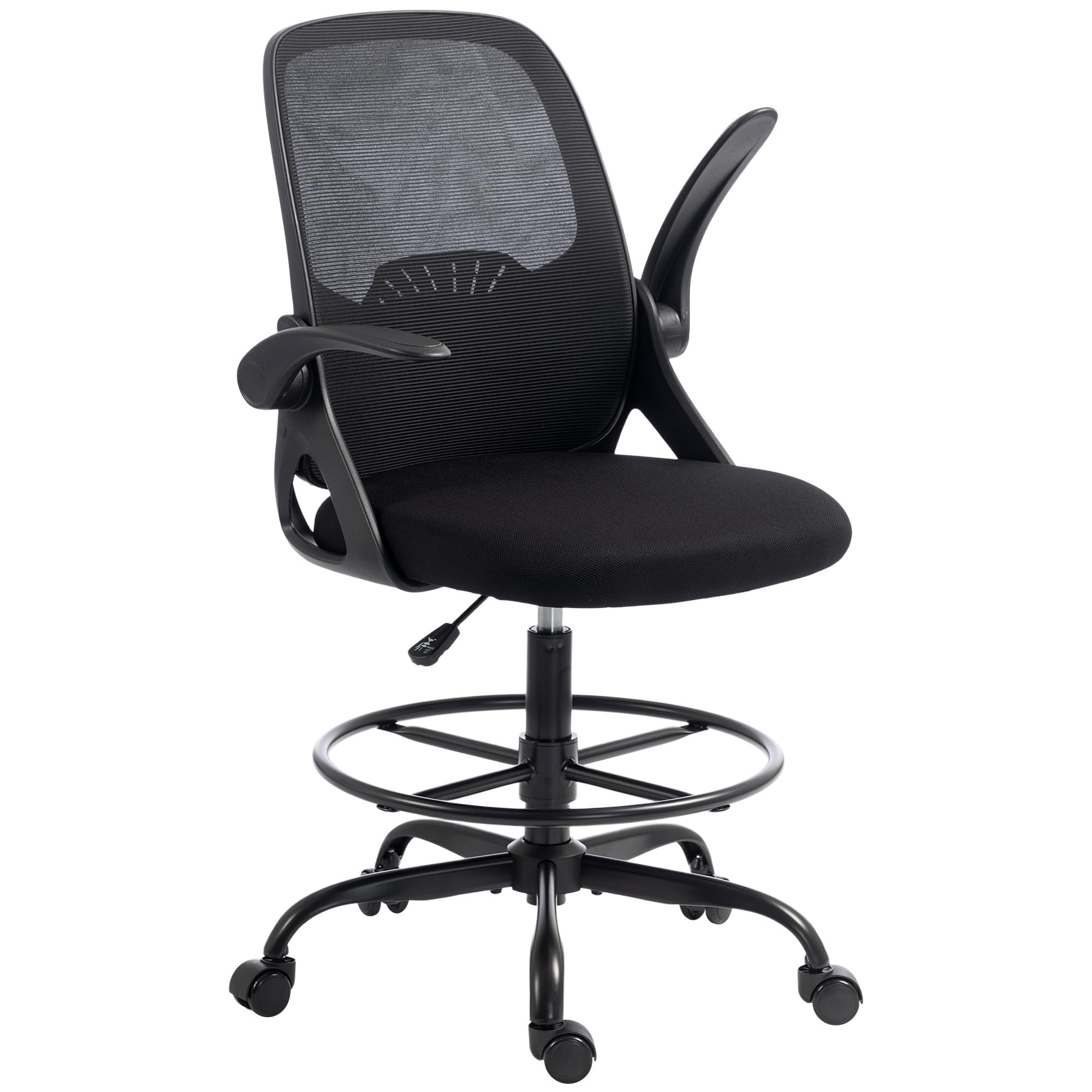 HOMCOM Chaise Bureau Ergonomique avec Soutien Lombaire Réglable Noir