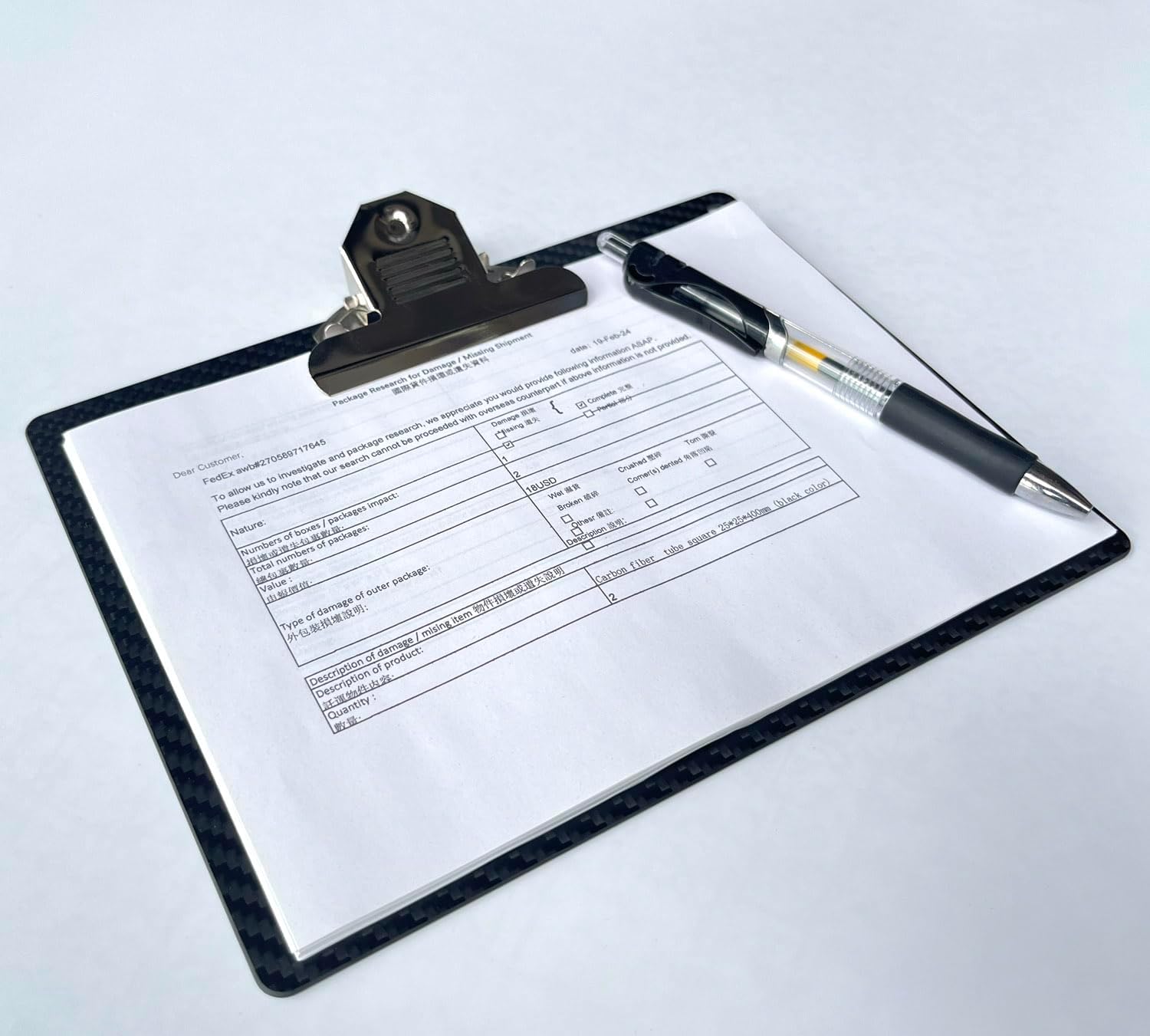 Rigid Clipboard Made of Pure Carbon Fiber,Carbon Fiber Clipboard for Half Letter/A5 Size(Horizontal)