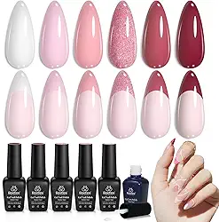 beetles Gel Polish Conjunto De Esmalte Em Rosa Beetles, Unhas Francesinhas Brancas, 6 Peças Glitter Rosa, Coleção City Of Love, 5 Cores E 1 Delineador, Lâmpada Uv, Design Artístico Para Unhas, Prese