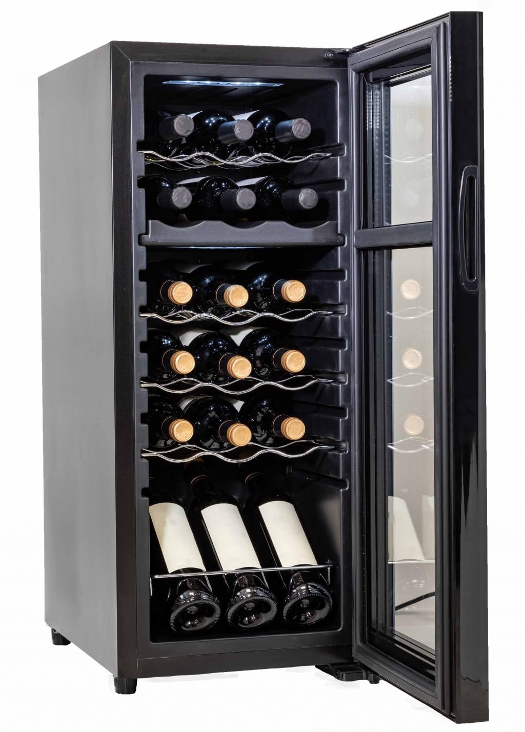 GIONA Cave à vin double zone CVG18CF 2 – 18 bouteilles, 2 températures indépendantes, froid ventilé, noir