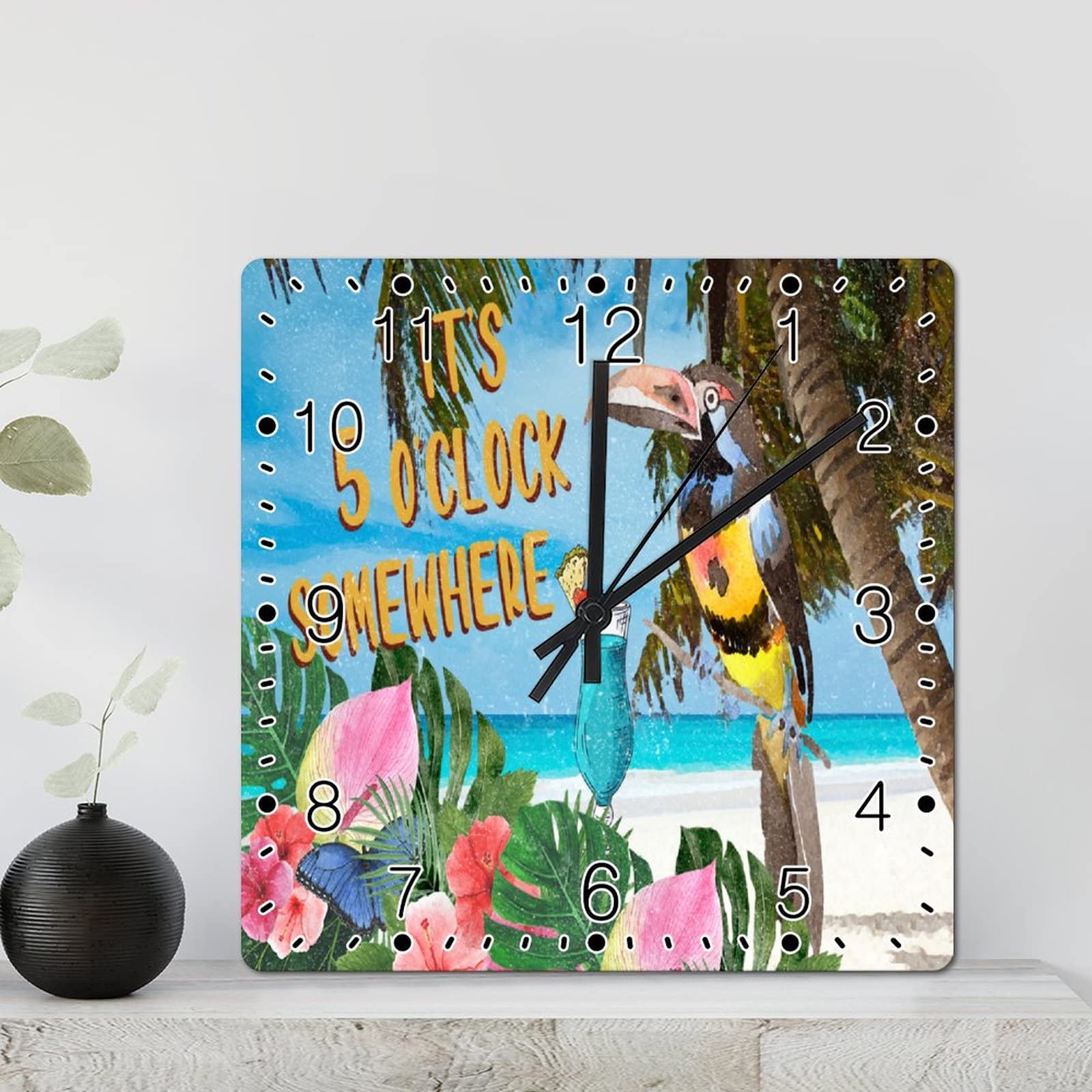 Horloge murale perroquet rustique pour l'ambiance cabane de plage du salon
