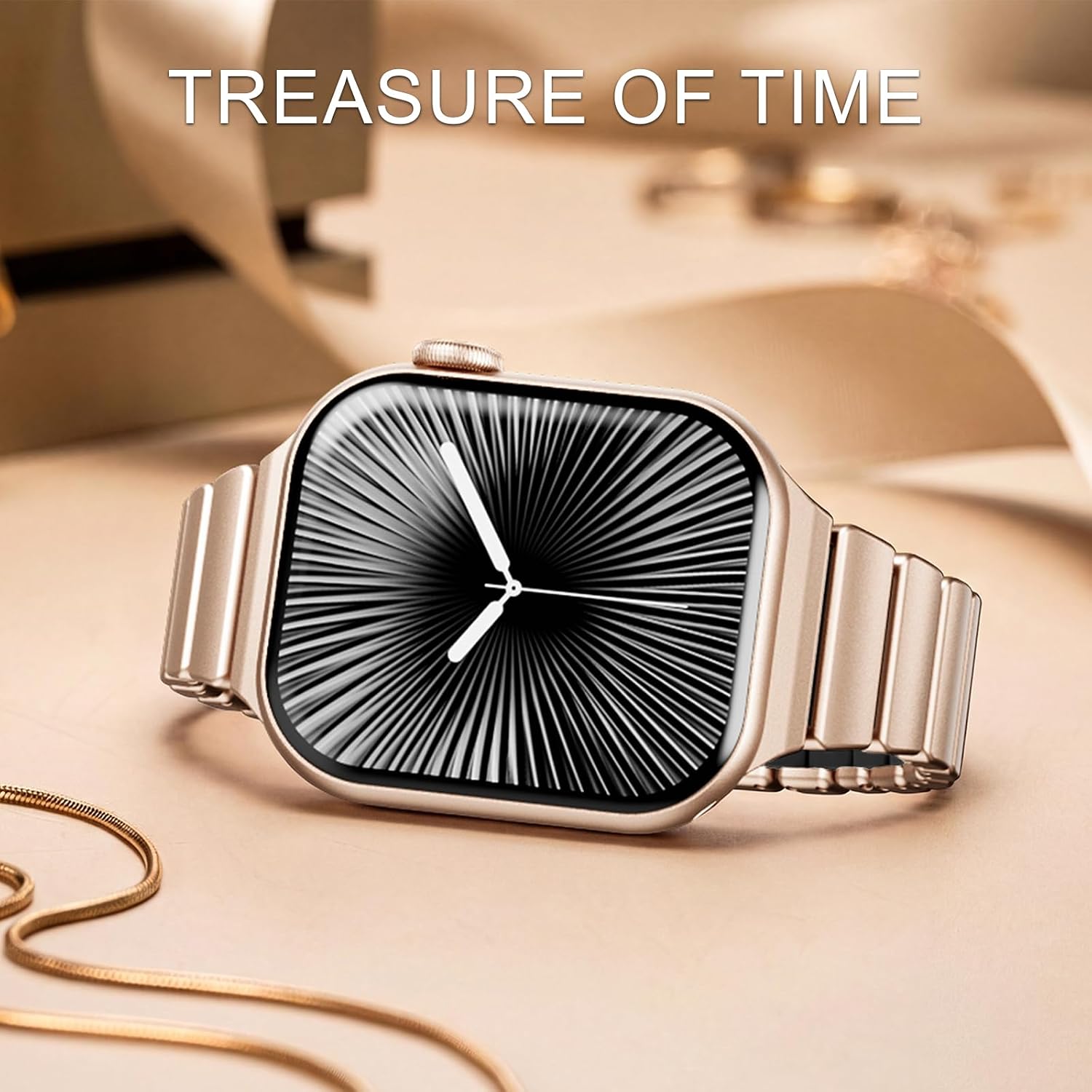 Magnetic Slim Metal Band Compatible with Apple Watch Bands for Women Series 11 10 46mm 45mm 44mm 42mm SE 9 8 7 6 5 4 38mm 40mm 41mm 3/2/1,Luxury Stainless Steel Strap Silicone Link For iwatch