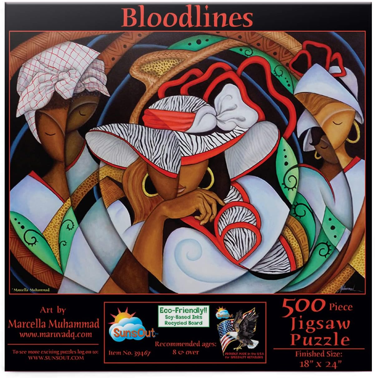SUNSOUT INC - Bloodlines - 500 pc Jigsaw Puzzle by Artist: Marcella Muhammad - Finished Size 18" x 24" - MPN# 39467