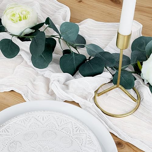 Miniatura 9 de Koyal Wholesale Camino de mesa de estopilla para decoración de boda, tela de gasa de tela transparente para granja rústica, fiesta bohemia nupcial,