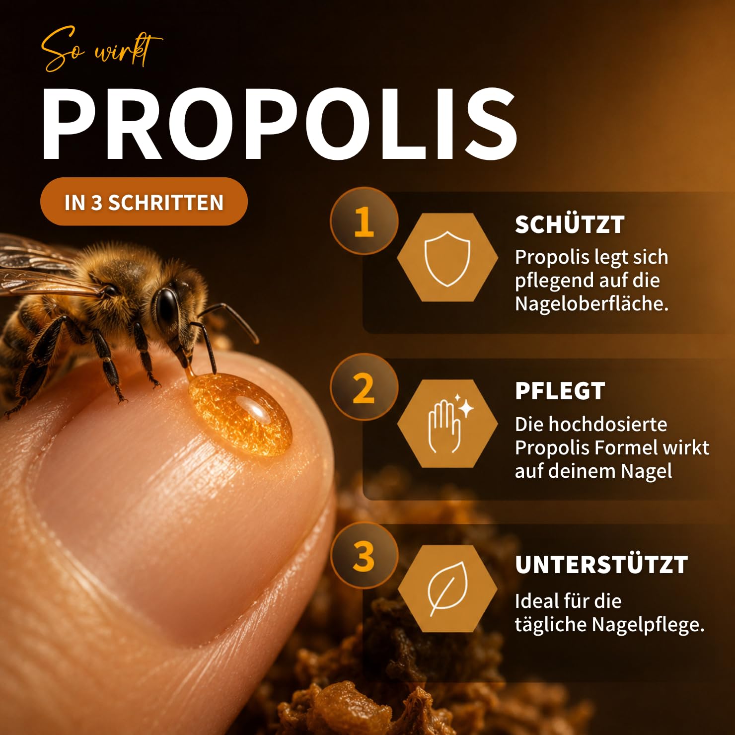 bedrop Propolis Nagelserum - hochdosierte Pflege der Haut bei Nagelproblemen I Nail Care Formel mit Teebaumöl I Schnelle & Intensive Wirkung - 10ml