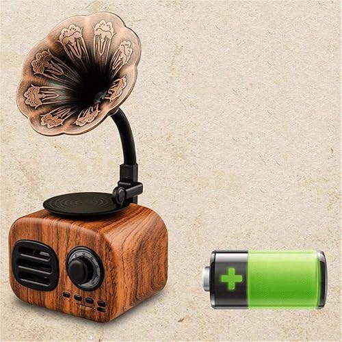 Miniatura 2 de Hi-Fi&Home Mini Vintage Retro Clásico Gramófono Forma de fonógrafo Altavoz Estéreo Sistema de Sonido Caja de Música Diente Azul Aux-inUSB Flash