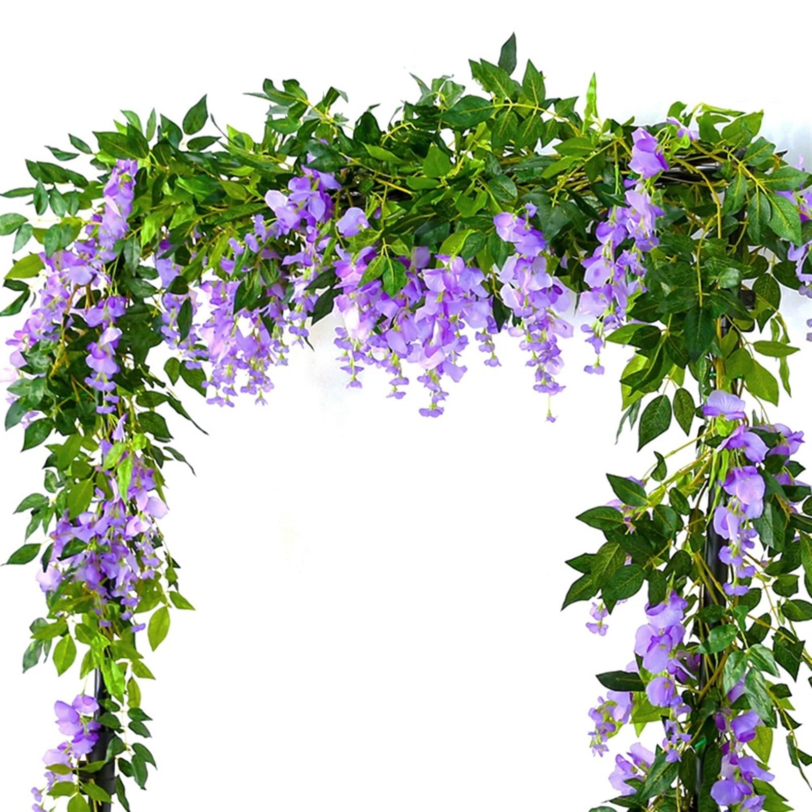 Artificial Flower Vine 2pc 1.8M Wisteria Artificial Flowers Vine Garland Plants Wedding Arch Decoration Fake Plant Leaf Rattan Trailing Wall Flower Ivy For decoration(2pcs 1.8m violet)