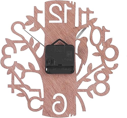 Miniatura 9 de Reloj de pared de árbol de madera redondo creativo, moderno, silencioso, sin tictac, funciona con pilas, diseño de números arábigos, colgante de