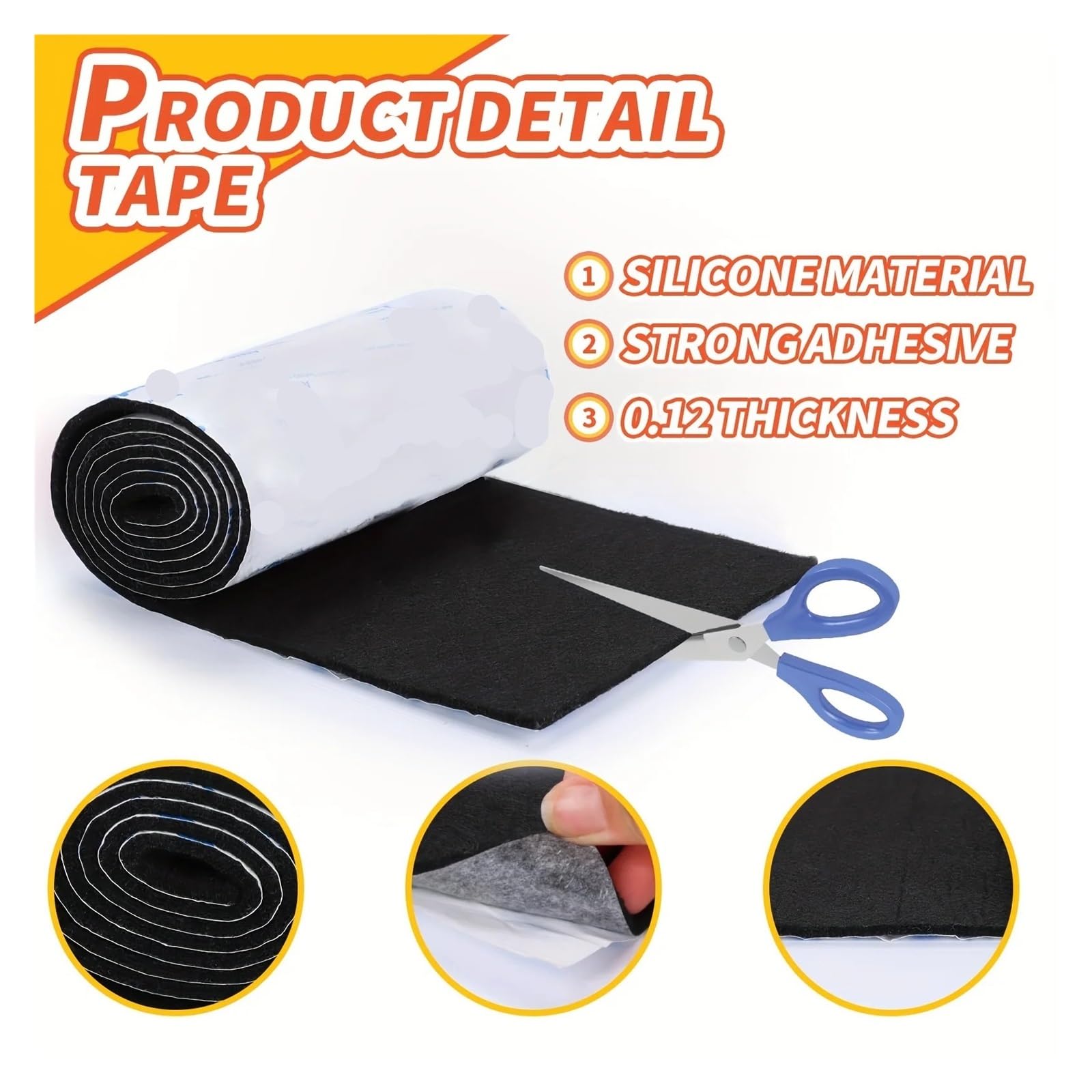 Almohadillas para Muebles Cinta de Fieltro autoadhesiva 5 × 40 0,12 Pulgadas, Tira Adhesiva Negra, Trasero Adhesivo, Almohadillas Antideslizantes for Proteger Muebles